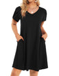 HOTOUCH Womens Summer Floral V Neck Dresses Beach Casual Short Sleeve T Shirt Dresses Swing Sundresses with Pockets 2025