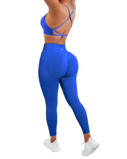 SUUKSESS Women Seamless Workout Sets Strappy Sports Bra High Waist Booty Leggings Outfits