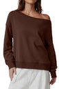 QINSEN Womens Oversized Sweatshirt Long Sleeve Off The Shoulder Pullover Casual Comfy Fall Outfits
