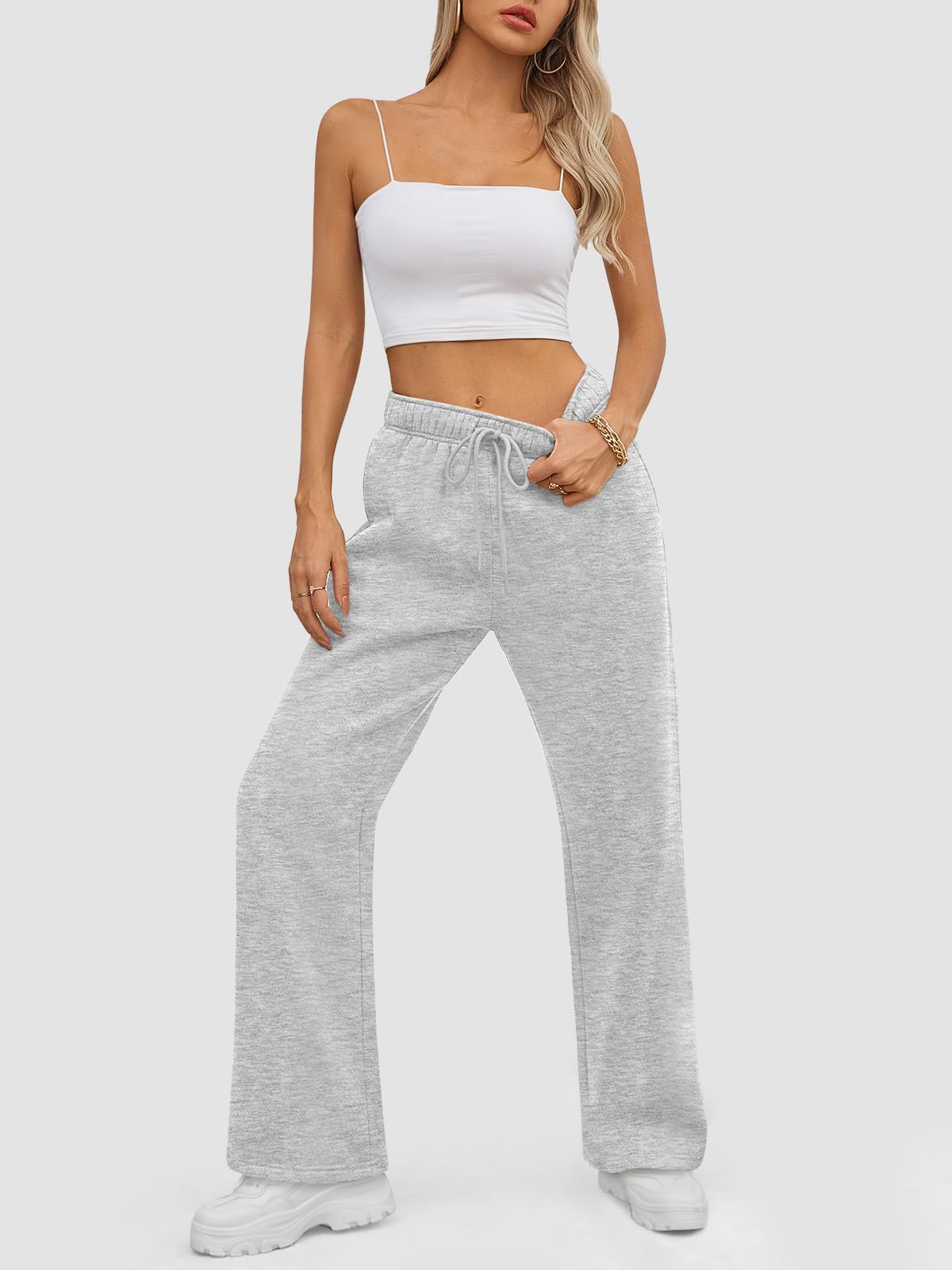 ATHMILE Womens Sweatpants 2024 Baggy Wide Fleece Lined Straight Leg Pants