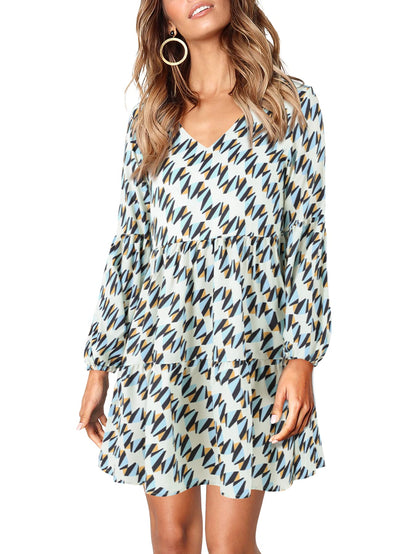 Amoretu Women Summer Tunic Dress V Neck Casual Loose Flowy Swing Shift Dress