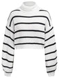 ZAFUL Women's Cropped Turtleneck Sweater Lantern Sleeve Ribbed Knit Pullover Sweater Jumper