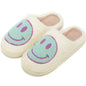 Retro Fuzzy Face Slippers for Women Men, Retro Soft Fluffy Warm Home Non-Slip Couple Style Casual Smile Face Slippers Indoor Outdoor Anti-Skid Warm Cozy Foam Slide Fuzzy Slides with Soft Memory Foam Shoes