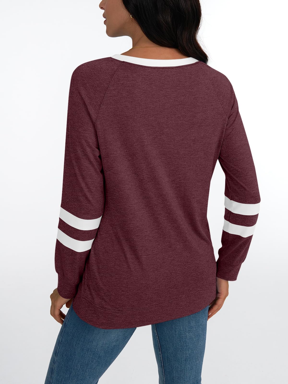 AUTOMET Womens Long Sleeve Shirts Color Block Casual Crewneck Tops Tshirt Basic Tees Fall Fashion Clothes Trendy Outfits