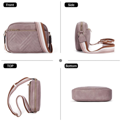 BOSTANTEN Quilted Crossbody Bags for Women Vegan Leather Purses Small Shoulder Handbags with Wide Strap