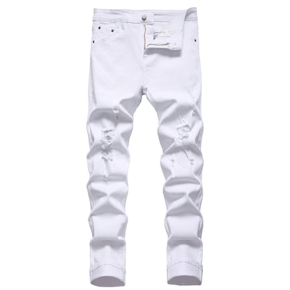 JUNBAOSS Men's Slim Fit Stretch Jeans Ripped Skinny Jeans for Men, Distressed Straight Leg Fashion Comfort Flex Waist Pants