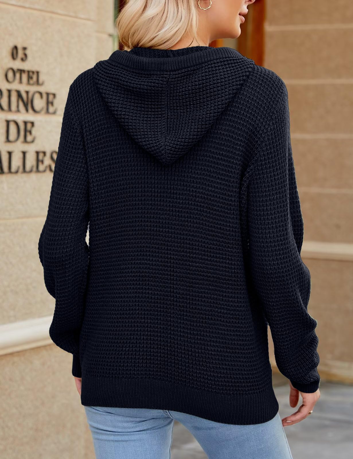 CiCiBird Women Fall Hoodies Sweater Knit V Neck Tops Oversized Fashion Pullover Casual Long Sleeve Shirts with Pockets