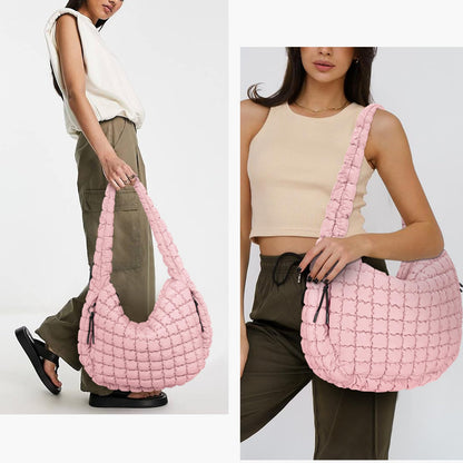 Juoxeepy Quilted Tote Bag Large Quilted Carryall Puffer Shoulder Bag Lightweight Quilted Padding Hobo Bag Quilted Bag