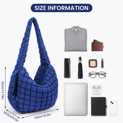 Juoxeepy Quilted Tote Bag Large Quilted Carryall Puffer Shoulder Bag Lightweight Quilted Padding Hobo Bag Quilted Bag