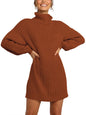 ANRABESS Women Oversized Sweater Dress Turtleneck Batwing Long Sleeve Ribbed Knit Loose 2024 Fall Winter Casual Short Dress