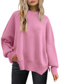LILLUSORY Women's Oversized Batwing Sweaters 2024 Fall Outfits Crewneck Ribbed Knit Side Slit Trendy Pullover Tops