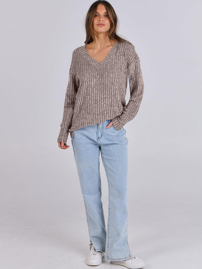 ANRABESS Long Sleeve Shirts for Women V Neck Casual Fall Tops Loose Fit Lightweight Sweaters Tunic Fashion 2024 Clothes