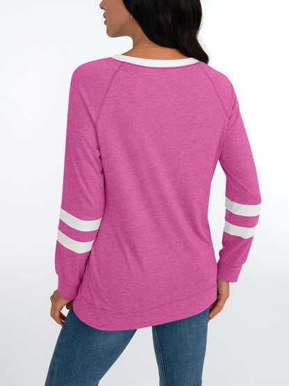 AUTOMET Womens Long Sleeve Shirts Color Block Casual Crewneck Tops Tshirt Basic Tees Fall Fashion Clothes Trendy Outfits