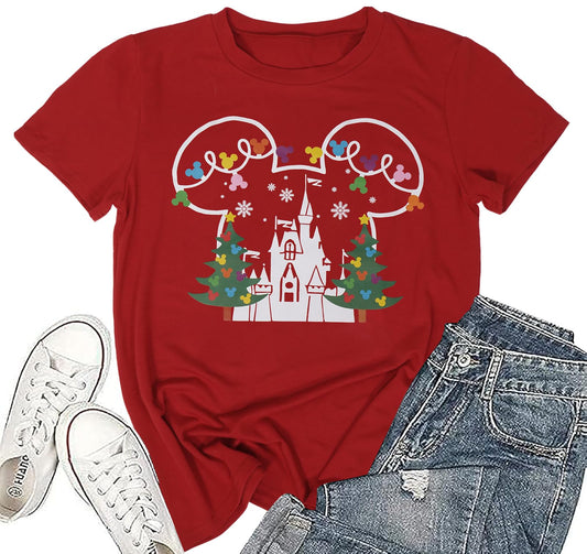 Merry Christmas Shirts for Women Xmas Holiday Tops Short Sleeve Tshirt Casual Graphic tees
