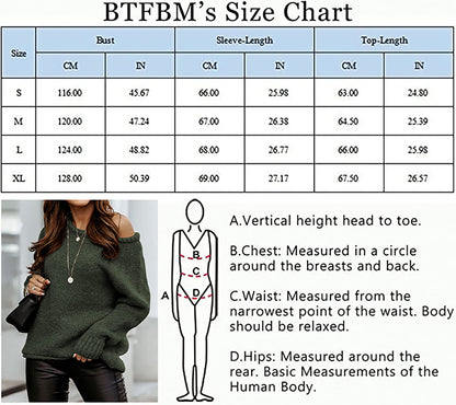 BTFBM Women Casual Long Sleeve Fall Sweaters Crew Neck Solid Color Soft Ribbed Knitted Oversized Pullover Loose Fit Jumper