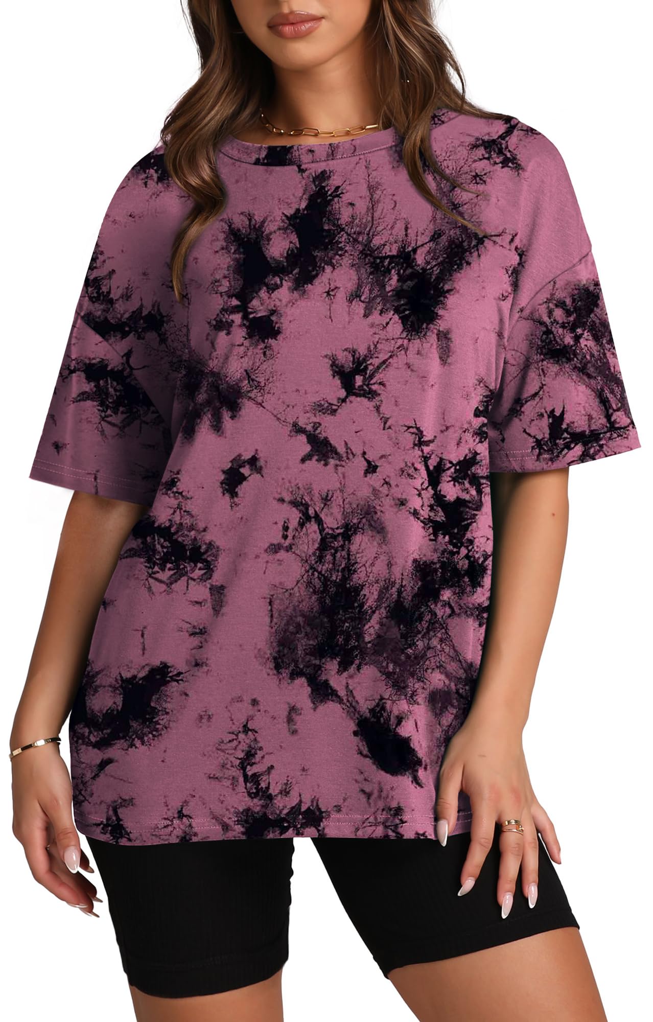 Oversized T Shirts for Women Summer Crewneck Short Sleeve Basic Tops Loose Fit