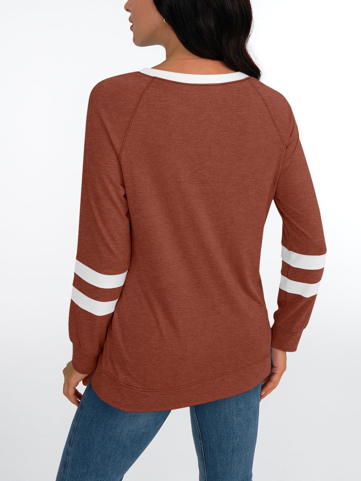 AUTOMET Womens Long Sleeve Shirts Color Block Casual Crewneck Tops Tshirt Basic Tees Fall Fashion Clothes Trendy Outfits