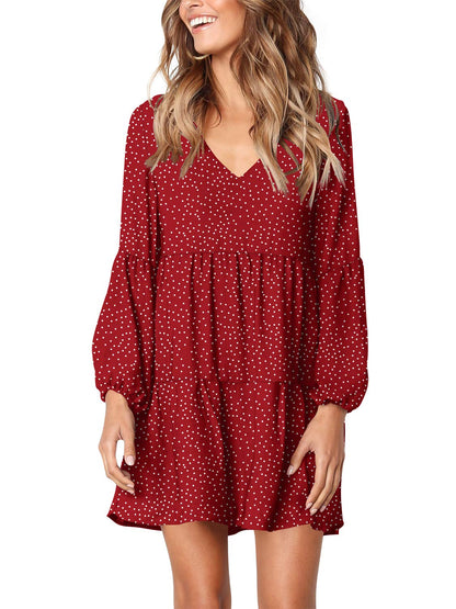 Amoretu Women Summer Tunic Dress V Neck Casual Loose Flowy Swing Shift Dress