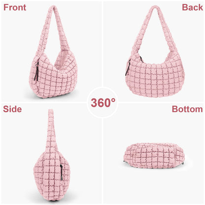 Juoxeepy Quilted Tote Bag Large Quilted Carryall Puffer Shoulder Bag Lightweight Quilted Padding Hobo Bag Quilted Bag
