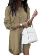Zilcremo Women Denim Shirt Dresses Long Sleeve Distressed Jean Dress Button Down Casual Tunic Top