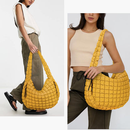 Juoxeepy Quilted Tote Bag Large Quilted Carryall Puffer Shoulder Bag Lightweight Quilted Padding Hobo Bag Quilted Bag