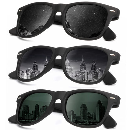 KALIYADI Polarized Sunglasses for Men and Women Matte Finish Sun glasses Color Mirror Lens UV Blocking (3 Pack)