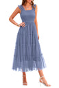 PRETTYGARDEN Women's 2024 Summer Midi Dress Casual Sleeveless Smocked Ruffle Tulle Flowy Party Wedding Guest Sundress