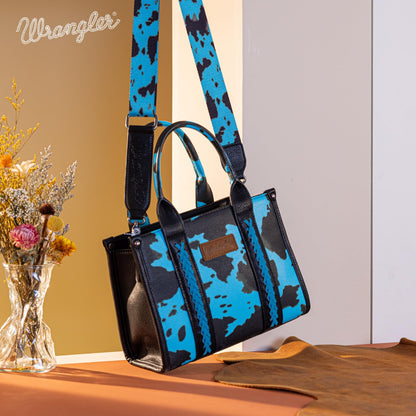 Wrangler Cow Print Tote Bag for Women Western Purse Boho Top Handle Satchel Handbag with Signature Strap