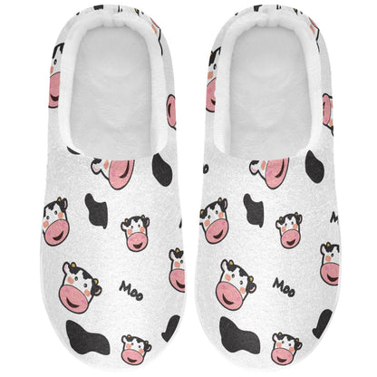 Cute Cow Face Mens Womens Spa Slippers Cozy Memory Foam Slippers Indoor Outdoor House Slippers XS