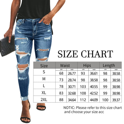 KUNMI Women's Ripped Mid Waisted Boyfriend Jeans Loose Fit Distressed Stretchy Denim Pants