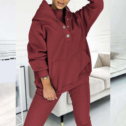 Lounge Sets for Women - 2 Piece Button Thick Outfits Sweatsuit Hoodies with Pants Fall Jogging Track Suits for Women