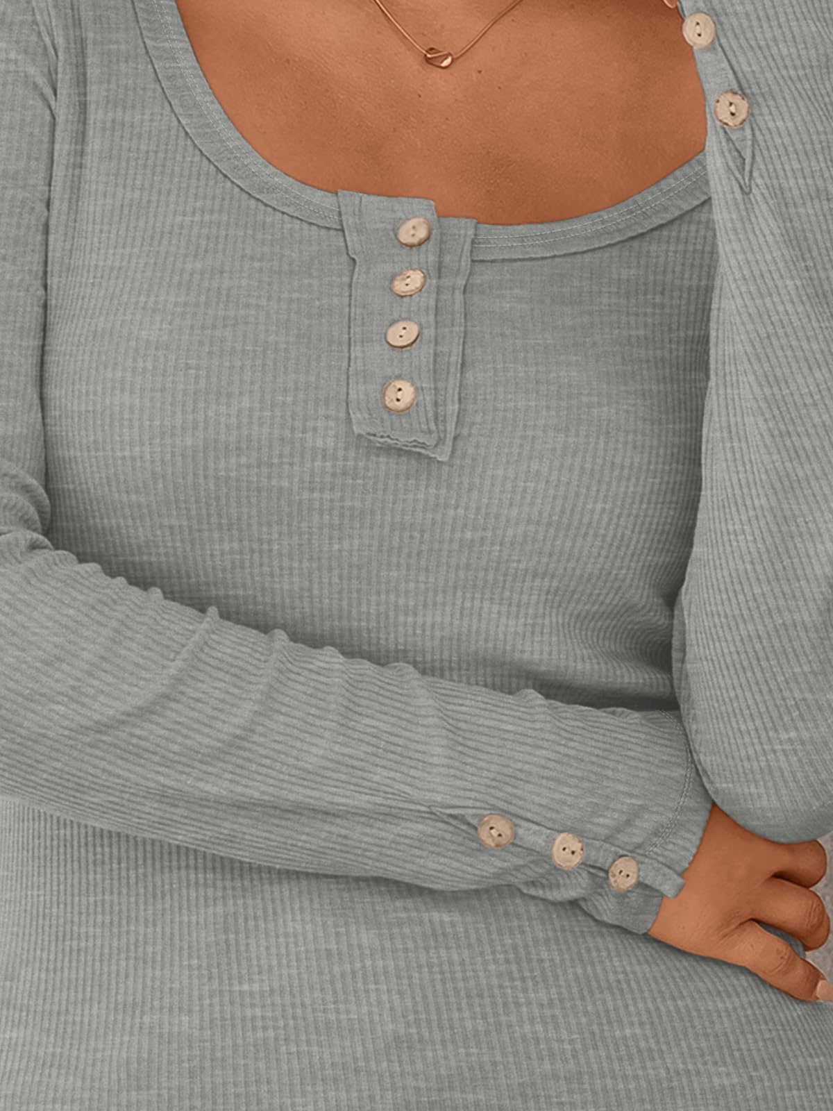 Kissfix Womens Long Sleeve Shirts Going Out Fall Clothes Casual Henley Tops Ribbed Knit Blouses Fashion Trendy Outfits