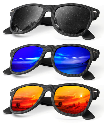 KALIYADI Polarized Sunglasses for Men and Women Matte Finish Sun glasses Color Mirror Lens UV Blocking (3 Pack)