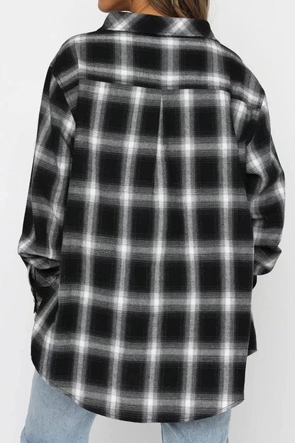 CHYRII Womens Button Down Flannel Shirts Long Sleeve Plaid Shackets Business Casual Blouse Top