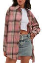 CHYRII Womens Button Down Flannel Shirts Long Sleeve Plaid Shackets Business Casual Blouse Top