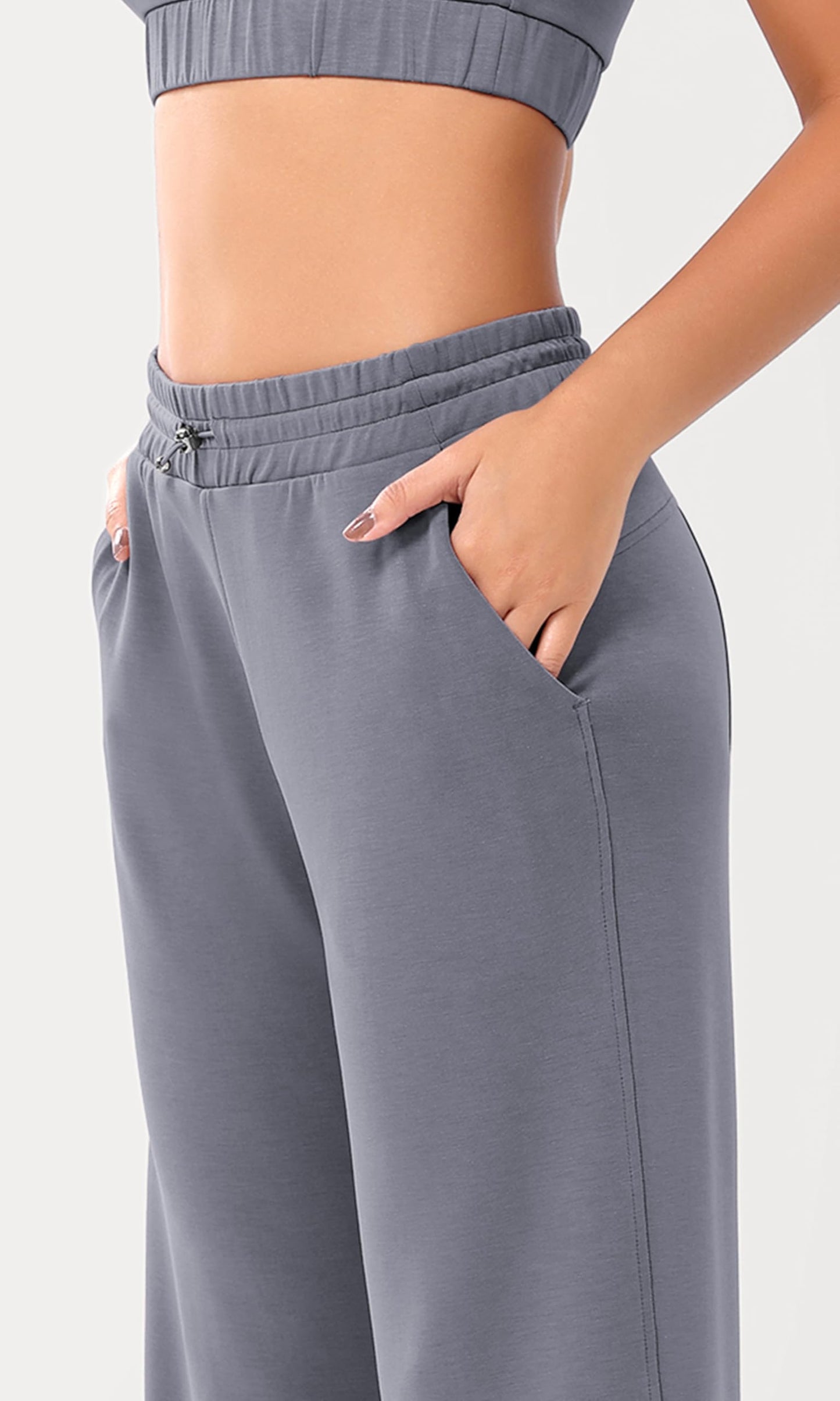 ODODOS Women's Modal Soft Wide Leg Pants with Pockets Adjustable Shockcord High Waist Casual Lounge Pants-27/29/31" Inseam