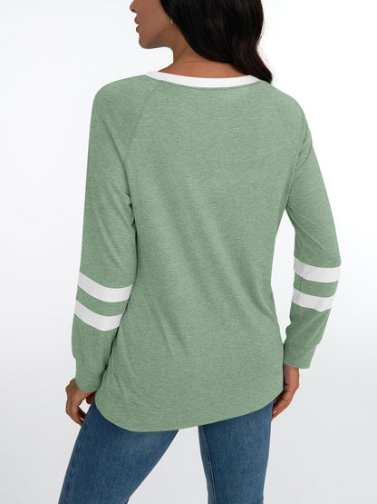 AUTOMET Womens Long Sleeve Shirts Color Block Casual Crewneck Tops Tshirt Basic Tees Fall Fashion Clothes Trendy Outfits