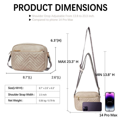 BOSTANTEN Quilted Crossbody Bags for Women Vegan Leather Purses Small Shoulder Handbags with Wide Strap