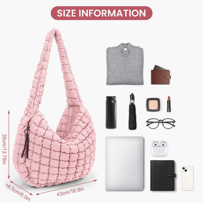 Juoxeepy Quilted Tote Bag Large Quilted Carryall Puffer Shoulder Bag Lightweight Quilted Padding Hobo Bag Quilted Bag