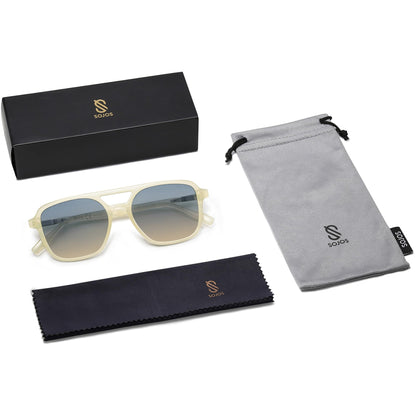 SOJOS Retro Aviator Sunglasses for Women Men,Trendy Rectangle Womens Mens Shades Sun Glasses SJ2202