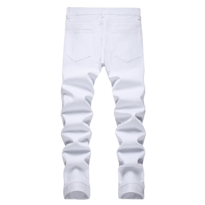 JUNBAOSS Men's Slim Fit Stretch Jeans Ripped Skinny Jeans for Men, Distressed Straight Leg Fashion Comfort Flex Waist Pants