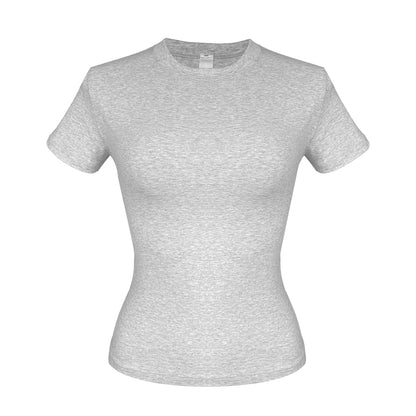 Aoxjox Women's Casual Basic Tee HIGH Elastic Cotton T-Shirt Short Sleeve Tops Everyday Crew Neck Slim Fit Basic Tee Y2k