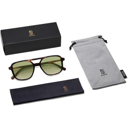 SOJOS Retro Aviator Sunglasses for Women Men,Trendy Rectangle Womens Mens Shades Sun Glasses SJ2202