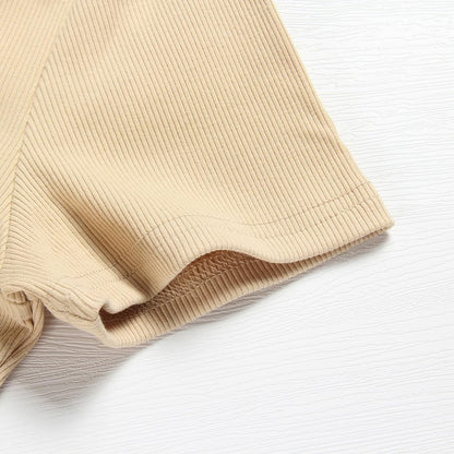 Roselux Women's Summer Scoop Neck Short Sleeve T-Shirts Ribbed Knit Slim Fitted Casual Basic Top