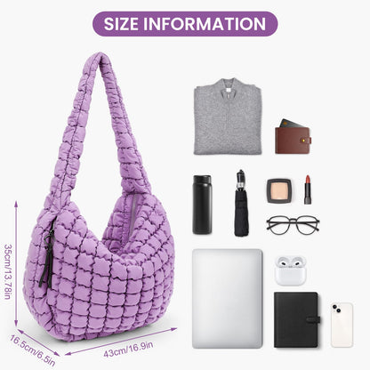 Juoxeepy Quilted Tote Bag Large Quilted Carryall Puffer Shoulder Bag Lightweight Quilted Padding Hobo Bag Quilted Bag