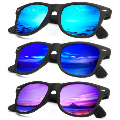 KALIYADI Polarized Sunglasses for Men and Women Matte Finish Sun glasses Color Mirror Lens UV Blocking (3 Pack)
