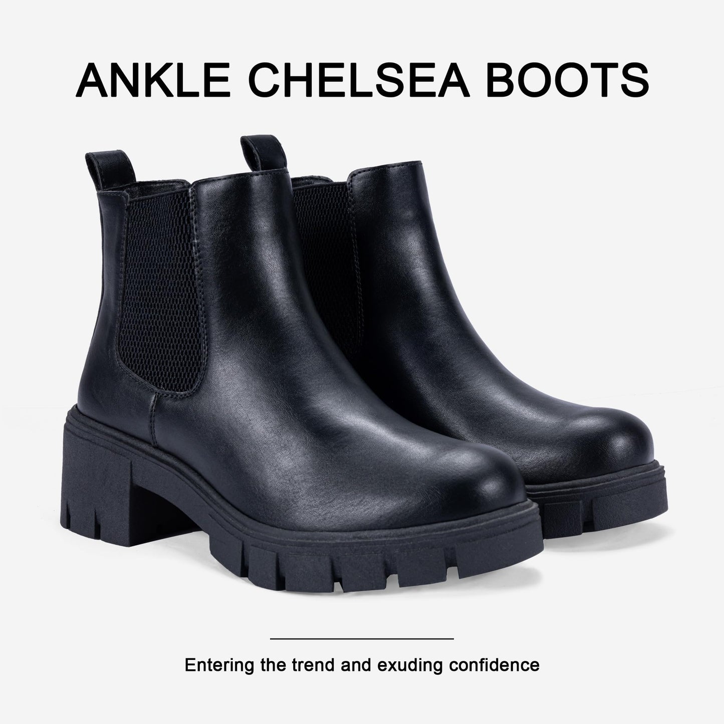 Vepose Women's 936 Chelsea Ankle Boots Platform Lug Sole Elastic Slip on Booties