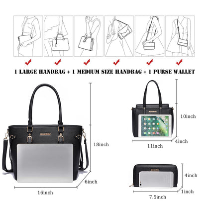 Montana West 3PCS Purses and Handbags for Women Tote Purse and Wallet Set Shoulder Satchel Bag for Women