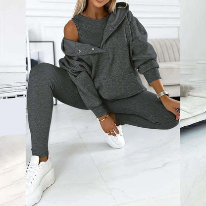 Lounge Sets for Women - 2 Piece Button Thick Outfits Sweatsuit Hoodies with Pants Fall Jogging Track Suits for Women