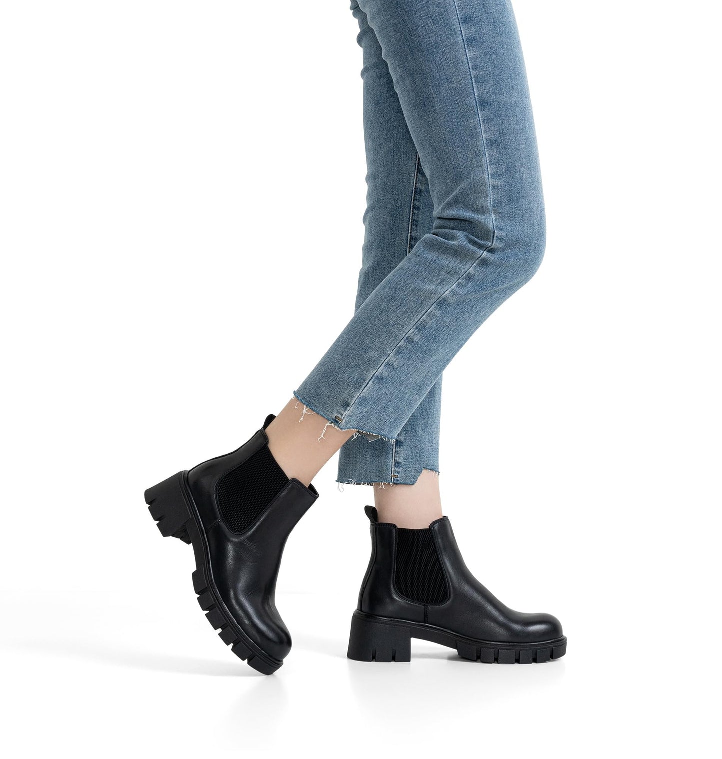 Vepose Women's 936 Chelsea Ankle Boots Platform Lug Sole Elastic Slip on Booties